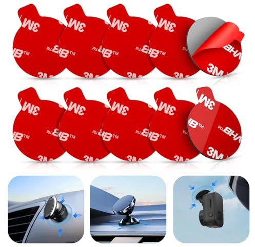 volport 10 Pack 25mm/1 3M VHB Sticky Adhesive Pads for Garmin Mini Dash Cam Base & Car Magnetic Phone Holder, Round Double Sided Heat Resistant Tape Replacement Sticker for Dashboard Phone Mount