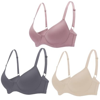 YOWOMO 3pcs Women's Bras Push Up Underwear Comfort Lingerie Everyday Bra Anti-Sag