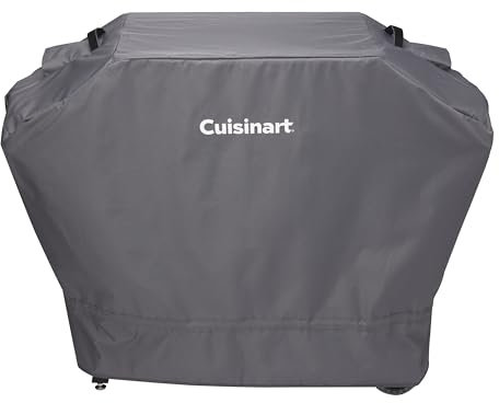 Cuisinart Funda para parrilla de 28 pulgadas, poliéster resistente a la intemperie con costuras reforzadas y correas de cordón para barbacoa, resistente al agua, ajuste seguro, cubierta plana para