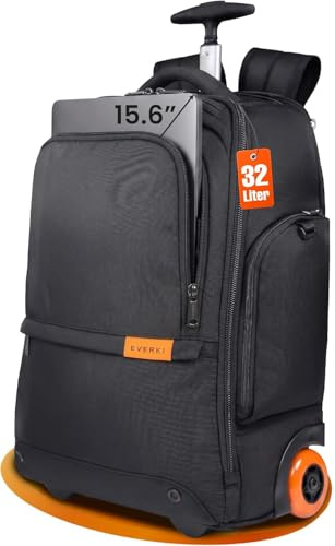 Everki 123 Laptop-Rucksack mit Rollen – Für 15,6-Laptops und 16-MacBooks, Rollrucksack für Damen und Herren, Reiserucksack mit austauschbaren Rollen, Rolltasche für Geschäftsleute