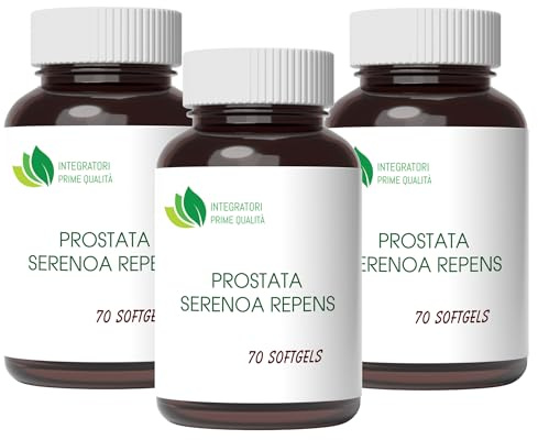 Prostata Serenoa Repens 210 Softgels con 320 mg di olio titolato al 85% - 95% in acidi grassi, per la prostata e le vie urinarie, 1 Softgel al dì