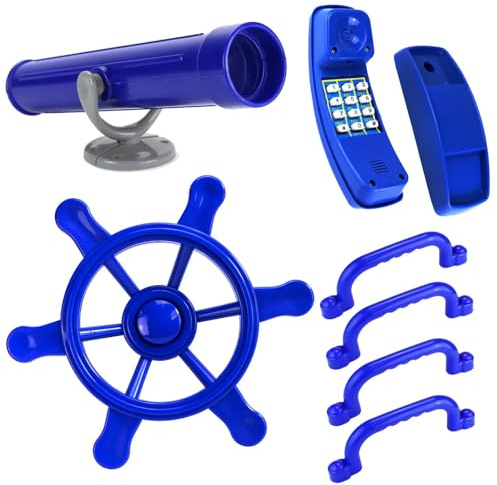 Anschütz Mega Spielturm Zubehör Set Handgriffe Fernrohr Steuerrad Telefon (BLAU)