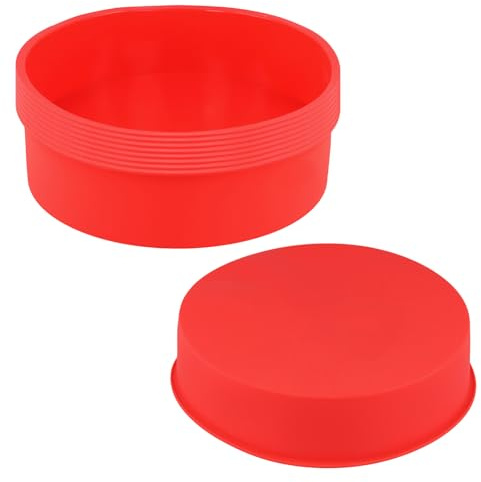 SYUTBOU 8 stycken runda silikonbakformar, 21,5 x 5,5 cm, röd silikonkakform för bakning, silikonbakform, fjäderform för tårtor, desserter