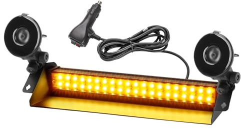 ROUTEKING Amber Flashing Light Bar - 14Inch Windshield Strobe Lights for Vehicles, 40LED High Intensity 29 Flashing Modes, Strobe Beacon for Car Truck Snow Plow (Amber,12/24V)