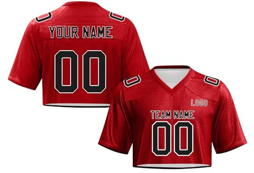 Personnalisé Sport Maillot de Football Américain pour Femmes,Crop Top Jersey avec nom et numéro, T-Shirts Manches Courtes à Séchage Rapide