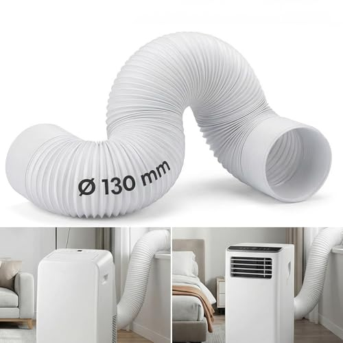 Tubo Condizionatore Portatile, Diametro 13cm Lunghezza 2m, Filettatura Sinistra, Tubo Flessibile di Scarico in PP con Rinforzo in Acciaio, Accessori Condizionatore Portatile Universale