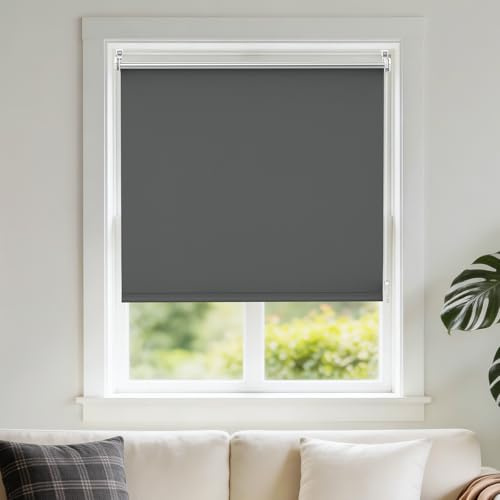 CELESTA Verdunkelungsrollo Klemmfix ohne Bohren, 90 x 130cm, Rollo ohne Bohren, Sichtschutz & Thermo-Verdunkelungsrollo, Fensterrollo für Fenster und Türen, Fenster Rollo für Innen, Dunkelgrau