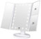 WEILY 3 Seiten Kosmetikspiegel mit 21 LED Beleuchtungen, 1X/ 2X/ 3X Vergrößerung, Touch-Schalter, dimmbar Makeup-Spiegel,180 Grad frei drehbare Tischspiegel, wiederaufladbare Schminkspiegel (Weiß)