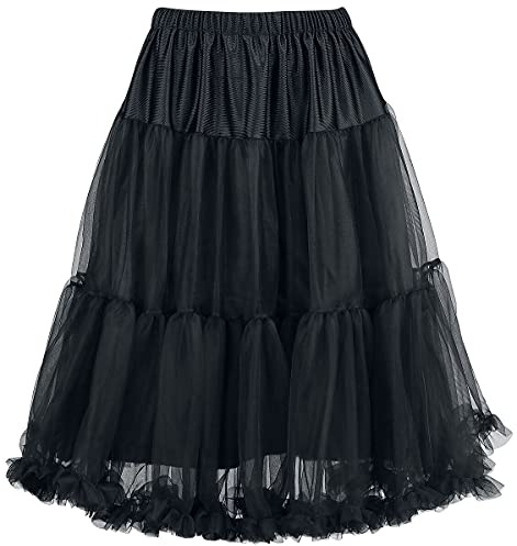 Hell Bunny Penelope Petticoat Donna Gonna al Ginocchio Nero 100% Poliestere