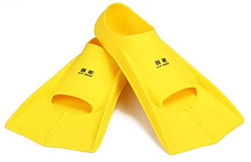 TOPCHAMCES Professional Rubber Swim Training Fins Flippers Short Blade Training Fins Training Flippers Snorkeling Diving Fins for Men, Women and Child (Yellow, S(Swim fins Length 29.5CM))