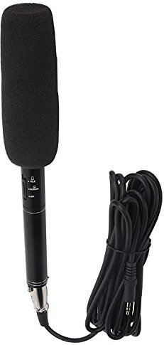 Dilwe Micrófono de Mano, micrófono de Condensador direccional para entrevistas, Alta sensibilidad, Interfaz XLR, minicrófono de reportero portátil para reuniones, Voz(Negro)