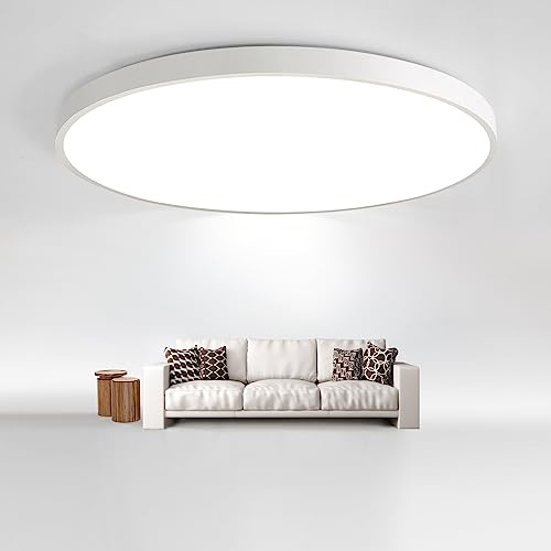 JDONG LED Deckenleuchte 54W Flach Rund Weiß Deckenlampe Modern warmliches 3000K Lampe für Schlafzimmer Büro Wohnzimmer Küche Keller Balkon Ø50CM