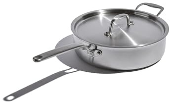 Heritage Steel x Eater 4 Quart Sauté Pan | Made in USA | 5-Ply Fully Clad Stainless Steel Saute Pan | Stay Cool Handle | Non Toxic Induction Pan