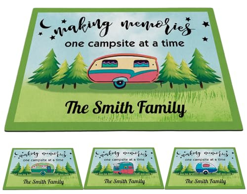 CafeTime Camping Door Mat Accessories for Inside Outside Campsite Decorations Funny Gift for Travel Trailers Welcome Motorhome Rugs Decor 35.4 x 23.6 Inch (11 Trailer Optional)