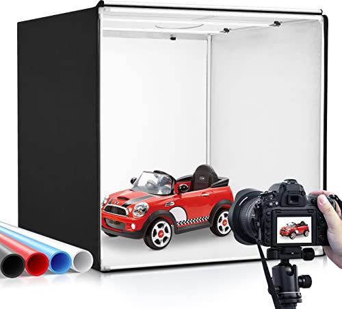Heorryn Fotostudio Lichtzelt Set 80 x 80 x 80cm Dimmbare Fotobox mit 270 pcs LED-Beleuchtung und 4 Farbhintergründen für die Fotografie
