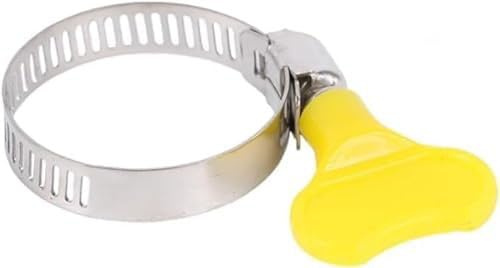 QINALO 14-Pack Yellow Stainless Steel Hose Clamps, Adjustable Thumb Screw Key-Type Clamps, 8mm Bandwidth, Ideal for Plumbing, Automotive, and Machinery Applications .(Size:25-38mm (1-1 1/2)