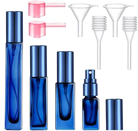 Yikimyfo Travel Perfume Spray Bottle, 4 Pcs(3ml+5ml+9ml+10ml) Leakproof Cologne Travel Bottle Refillable Perfume Bottle Fine Mist Perfume Atomizer Mini Spray Bottles Fragrance Bottle