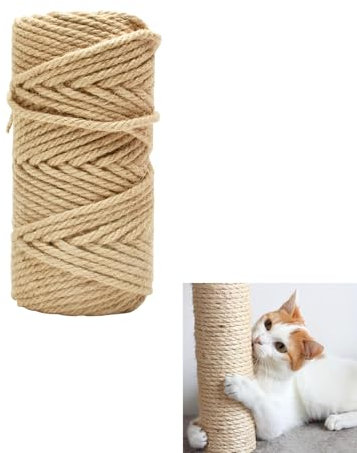 Shirene Sisal Rope,Rope 50 m x 6 mm Natural Jute Rope Sisal Rope,Sisal Rope for Cat Scratcher,Rope for Cat Scratching Post for Cat Scratcher Garden Bundling,Craft Decoration