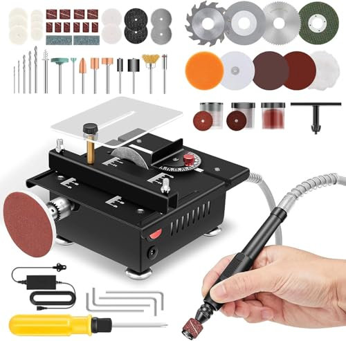 ONEVAN Mini Cordless Table Saw - 1/2 Adjustable 0-90° Angle, 100W Mini Table Saw for Crafts, 4000 RPM, 63mm Blade, Compact Design, DIY Woodworking & Crafts