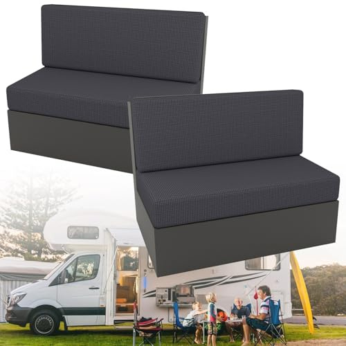 BAKENLON 4 Piezas Fundas de Cojín para Caravanas, Fundas de Sofá para Vehículos Recreativos, Fundas de Asiento para Autocaravanas, Lavables, Fundas para Cojines Altamente Elásticas (Gris Oscuro)