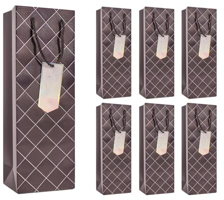 6Pack Black Wine Gift Bags,13.7 Luxury Bottle Bags with Gift Tags for Men Women's Birthday,Father's Day,Weddings,Christmas,Thanksgiving,Halloween, Easter, Mother's Day (Black)