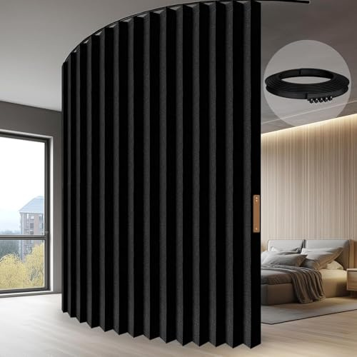 JILRON Separeringsgardin rumsavdelare, takmonterad – 100 % helskydd, rent utseende för separation av rum i sovrum, förråd, vardagsrum (svart H 275 x B 254 cm) 1-pack