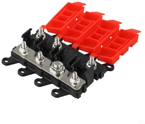 Jotekonoby 3 vías/4 vías/5 vías/6 vías para soporte de bloque de fusibles midi, caja de fusibles de alta corriente de 200 A con abrazaderas de liberación rápida para coche, camión, caravana y barco