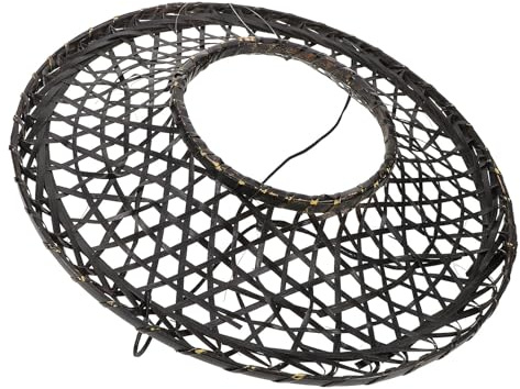 EXAOMBLE Traditional Japanese Samurai Hat Bamboo Woven Black Lightweight Rain Cap with Comfortable Hand Feeling for Adult Halloween Party Cosplay Accessory