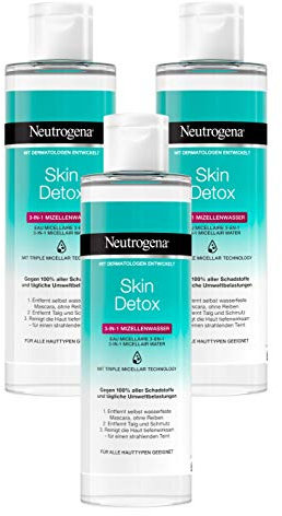 Neutrogena Skin Detox 3-in-1 Mizellenwasser, sanfte Gesichtsreinigung mit 3-fach-Effekt (3 x 400 ml)