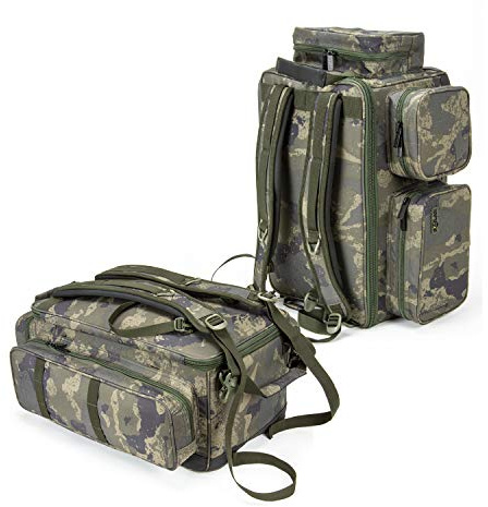Solar Tackle Unisex Undercover kaki grön fiskeutrustning ryggsäck för förvaring organisation, med externa, dubbla dragkedjor, inre fickor, en storlek