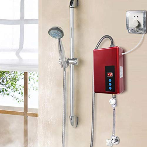 Sxhlseller Calentador de Agua eléctrico instantáneo, Calentamiento inmediato, Calidad Interior y Apariencia clásica, protección de Aislamiento hidroeléctrico(Red)