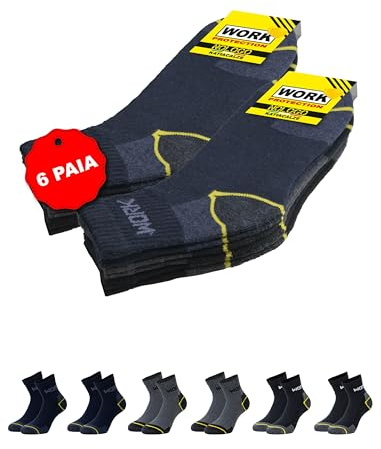 NOLOGO KATIACALZE Calcetines Trabajo Hombre Mujer 6 Pares - Calcetines de Algodón Reforzados, Anti Ampollas, Transpirables, Súper Resistentes, tobilleros, 35-38