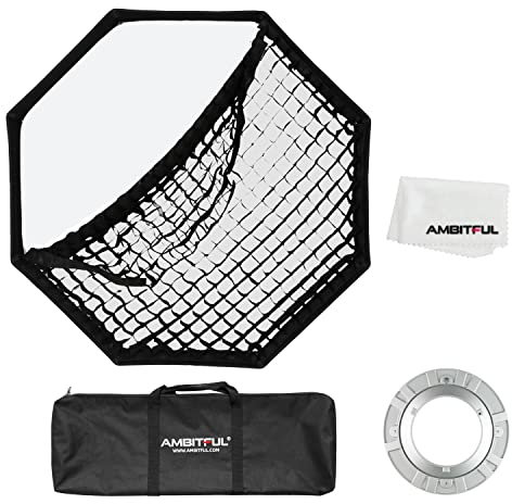 AMBITFUL FW95/37.4in Softbox Octagon Honeycomb Grid Bowens softbox, with Honeycomb Grid + Carrying Bag, for Bowens Mount Lamp (95cm)