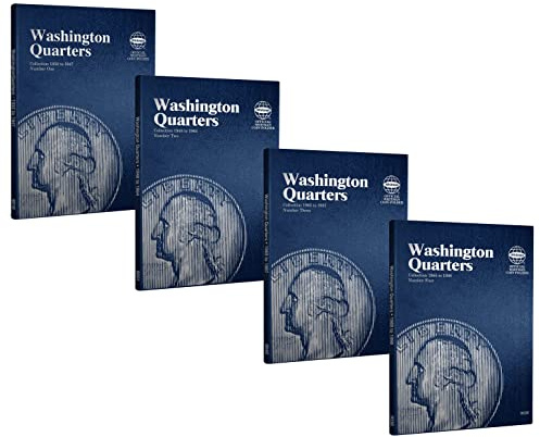 Whitman US Washington Quarter Coin Folder Four Volume Set 1932 – 1998 #9018, 9031, 9040, 9038