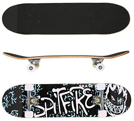 Skateboard Komplette Cruiser Skateboard für Kinder Jugendliche Erwachsene,7-Lagiger Kanadischer Ahorn Double Kick Deck Concave mit All-in-one Skate T-Tool für Anfänger (79.5 * 20 * 13CM)
