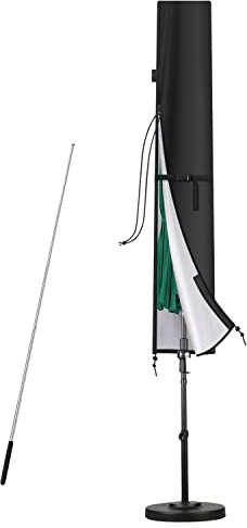 SanGlory Parasol Cover with Rod, Waterproof Garden Umbrella Cover with Zipper, Weatherproof Garden Parasol Covers Large Outdoor Umbrella Cover Windproof Cantilever Parasol Cover, 140x26/30cm