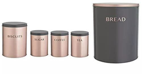 Martin Mart Storage Set Each Canister Is Labelled So You Can See At A Glance What Goodies Are Inside - Rose Gold - 5 Piece