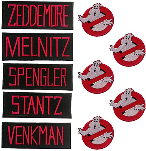 Catch the Patch Ghostbuster Set 10 Stück - (Größe: verschiedene Größen) Aufnäher, Bügelbilder, Aufbügler, Applikationen, Patches, Sticker zum Aufbügeln oder Aufnähen – für Kleidung, Taschen, Jacken