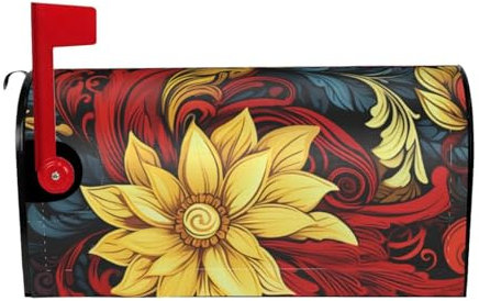 Housse de boîte aux lettres magnétique imperméable à motif floral complexe - 53,3 x 45,7 cm - Pour la maison, le jardin, la cour et l'extérieur