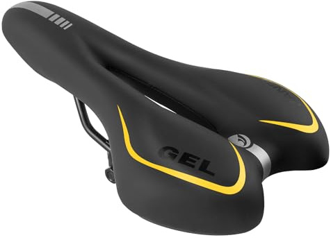 Gel Bike Seat Bicycle Saddle, MSDADA Bike Saddle for Men & Women, Waterproof Bicycle Seat Comfortable Soft Cushion for Road Bike, Cruiser, Mountain Bike, Exercise Bike, City Bikes(Yellow)