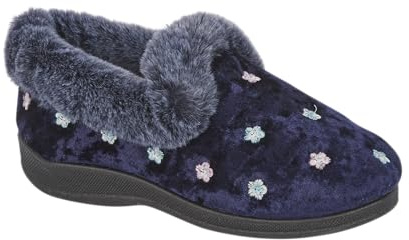 Jo & Joe Mabel Womens Navy Wider Fit Slipper - Size 5 UK - Blue