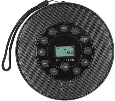 Lecteur CD Portable avec Haut-parleurs, Lecteur CD Personnel Haut-Parleur intégré, Anti-Saut, Lecture de Mémoire, Entrée AUX 3,5 Mm, Lecteur CD Rechargeable pour CD CD RW