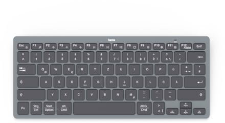 Hama Mini tastiera Bluetooth Travel 400 per tablet, tastiera wireless, tastiera QWERTZ DE, nero