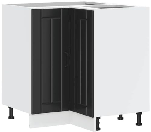 vidaXL Armoire d'angle de Cuisine Lucca Noir Bois d'ingénierie, Armoire d'angle, Meuble d'évier d'angle, Meuble d'angle