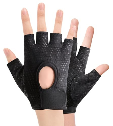 Bansusu Half-Finger Gym Gloves for Men and Women - Weight Lifting Gloves with Wrist Strap Protection for Weightlifting Cycling (M)