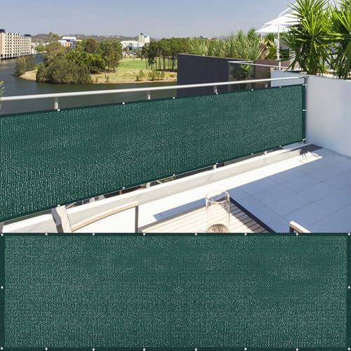 LIUNADM Brise Vue Balcon Exterieur 45 x 520 cm Hdpe, Protection Solaire, Respirabilité Brise Vue Occultant, Pare Vue Balcon avec Œillets, Corde, sur Mesure pour Jardin, Terrasse, Vert Foncé