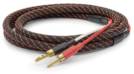 Dynavox Perfect Sound Flex Cable de Altavoz, confeccionado, extremadamente flexible, conectores huecos de banana chapados en oro, transmisión de señal sin pérdidas, cobre OFC de alta pureza, par, 2m