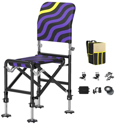 Krmoau Silla de Portátil - Silla Plegable Portátil Pequeña para Camping,Silla De Caza Ergonómica Y Estable para Senderismo, Trekking Y Escalada