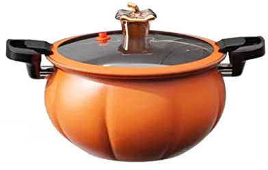 Fictory Pentola per zuppa in pietra medica, grande capacità, coperchio in silicone anti-scottature, casseruola multiuso, ottima tenuta, arancione 24 cm, soluzione di cottura versatile