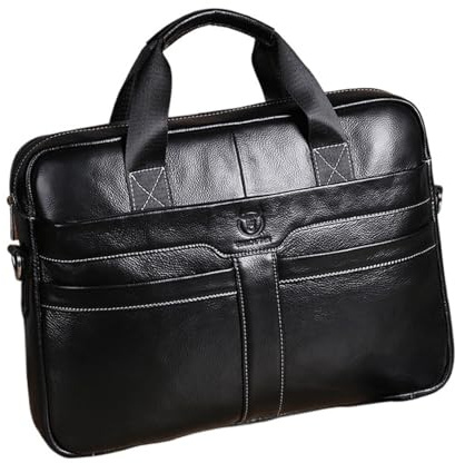 YGSGJSP Borsa per Documenti Ufficio Borsa for laptop in pelle, borsa for da 15 con strato superiore in, valigetta uomo for, lavoro, business, viaggio(Black)